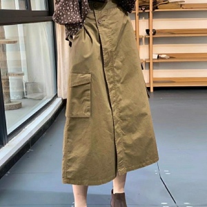 OL通勤  韓国風  着瘦せ  文芸スタイル  ポケット  デコレーション  スカート